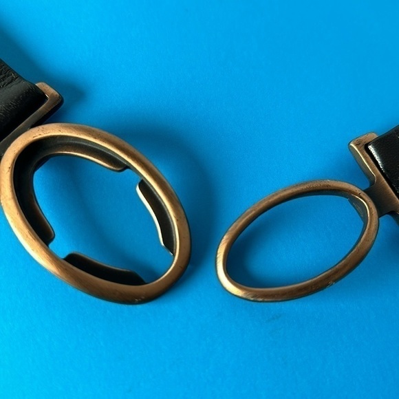 Sold🛍️BELT STRETCH LEATHER AND CHAIN By Sandy Duftler S Brown Copper-Tone - Picture 4 of 16